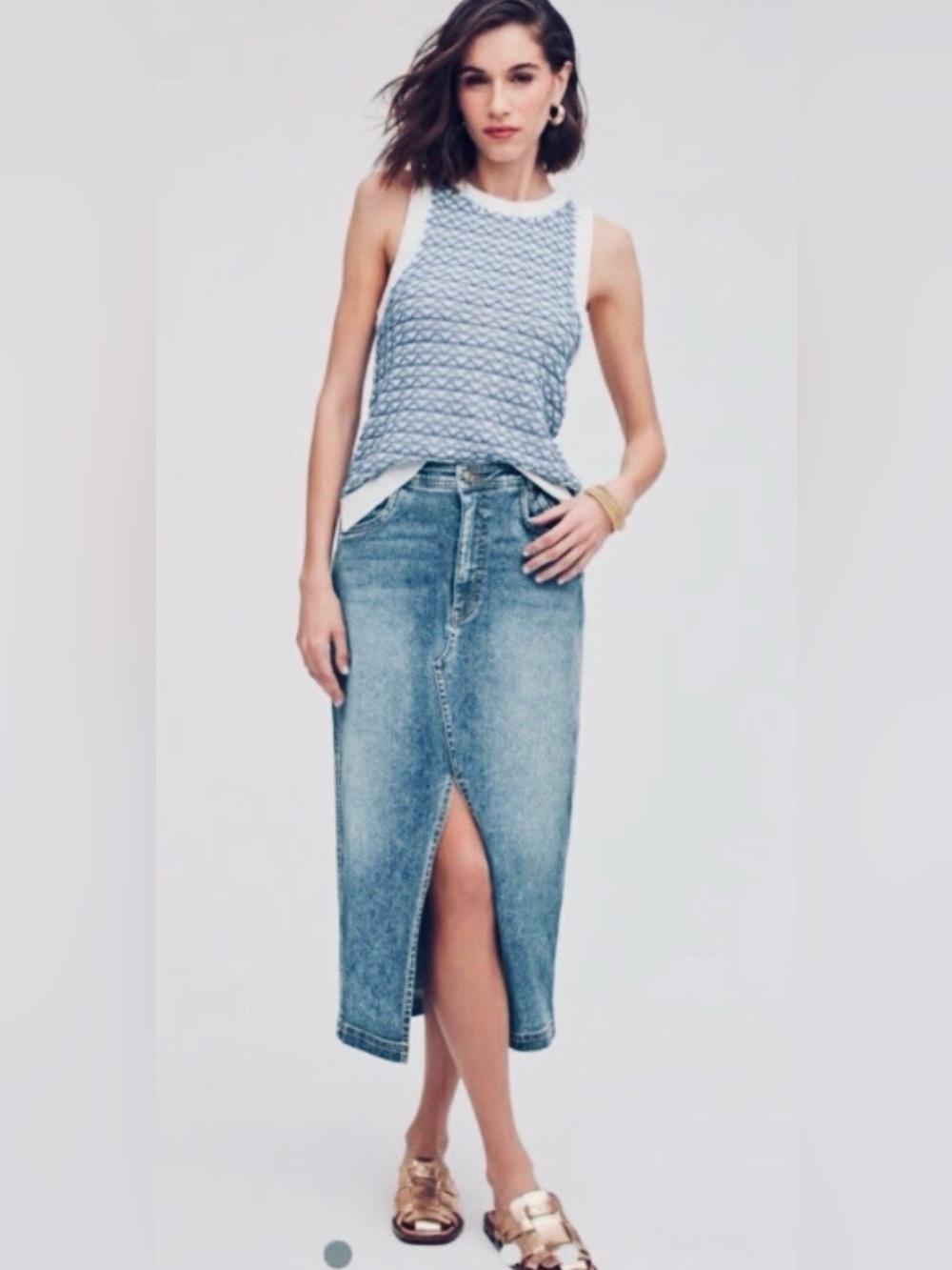 Sam Edelman Kori Denim Midi Skirt Women’s Size 25 (NWT)